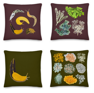 Slug & Lichen Pillow Set - 2 Pillows, Double-Sided - FREE SHIPPING